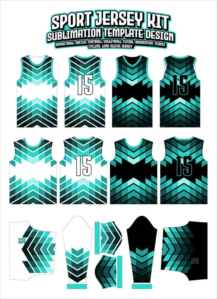 vert géométrique Triangle Jersey vêtements des sports porter sublimation modèle vecteur