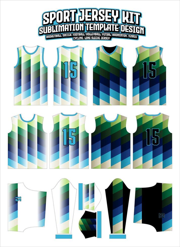 coloré pente Jersey vêtements des sports porter sublimation modèle vecteur