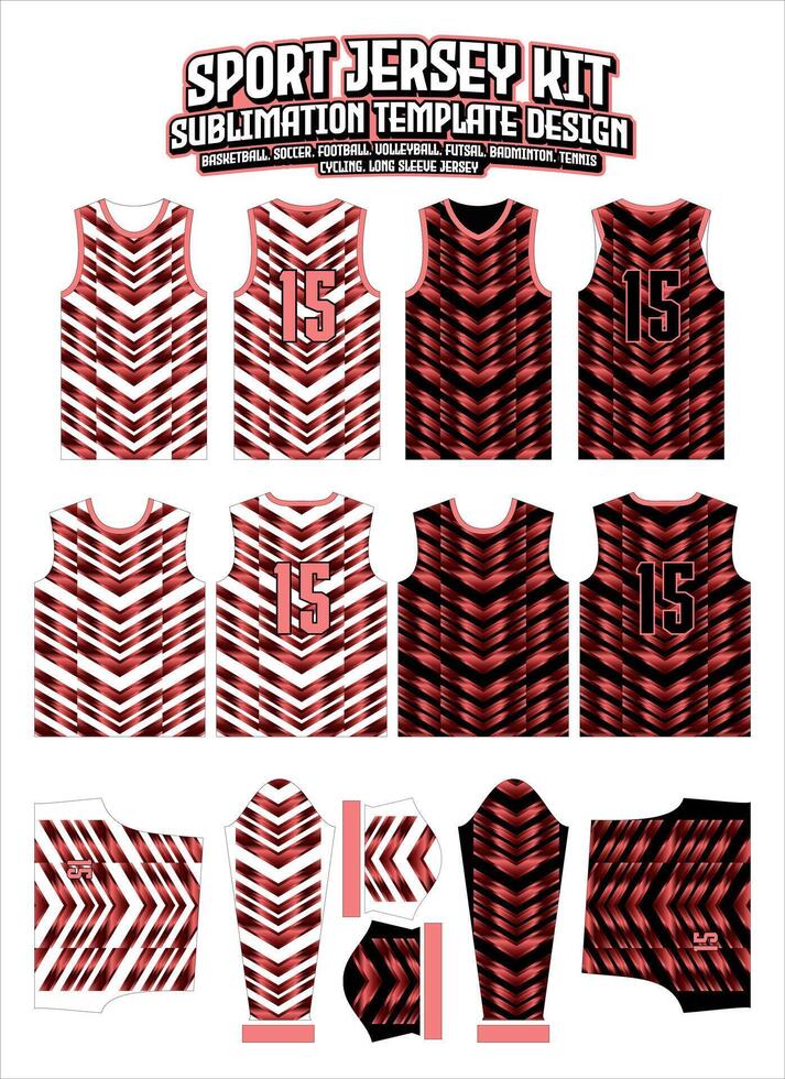 chevron rouge pente Jersey vêtements des sports porter sublimation modèle vecteur