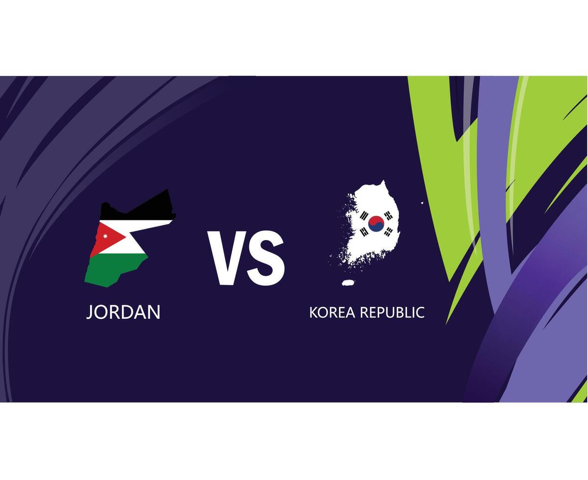 jordanie et Corée république rencontre drapeaux carte asiatique nations 2023 emblèmes équipes des pays asiatique Football symbole logo conception vecteur illustration
