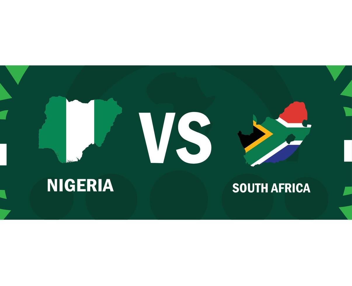 Nigeria et Sud Afrique rencontre drapeaux carte africain nations 2023 emblèmes équipes des pays africain Football symbole logo conception vecteur illustration