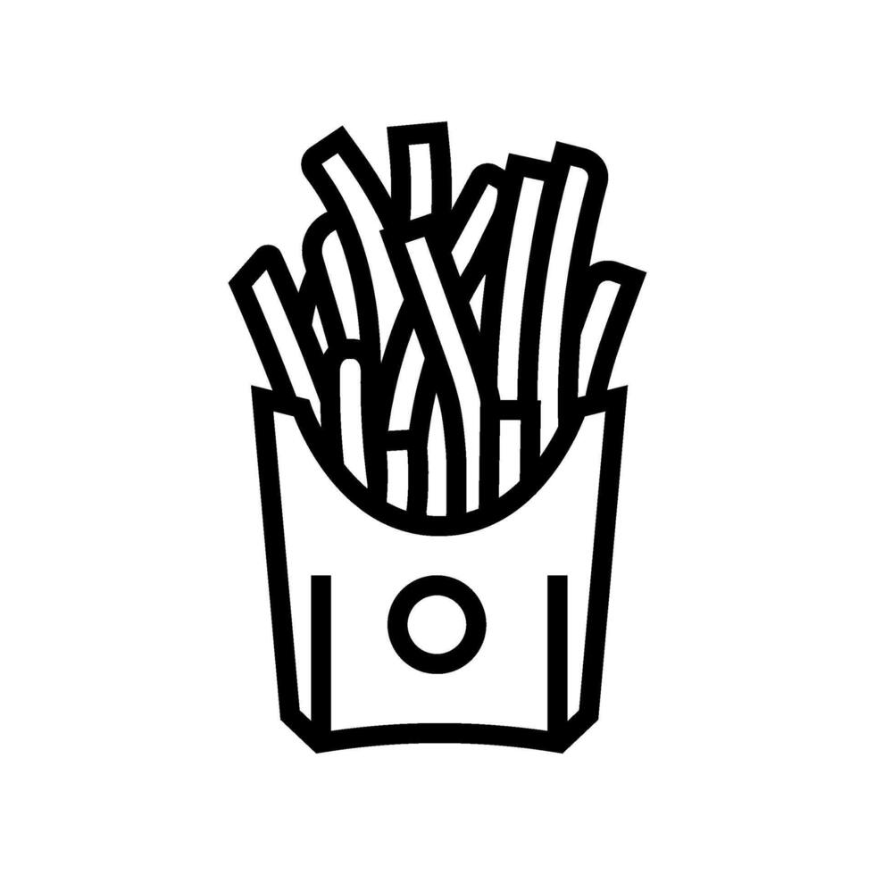 français frites vite nourriture ligne icône vecteur illustration