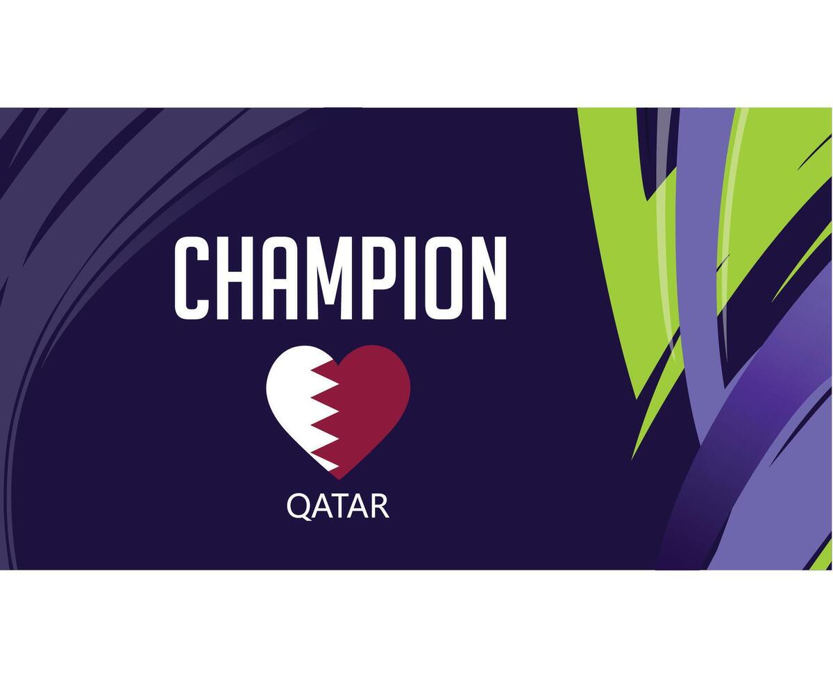 Qatar champion drapeau cœur asiatique nations 2023 emblème équipes des pays asiatique Football symbole logo conception vecteur illustration