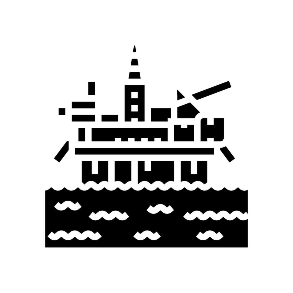 Plate-forme pétrole industrie glyphe icône vecteur illustration