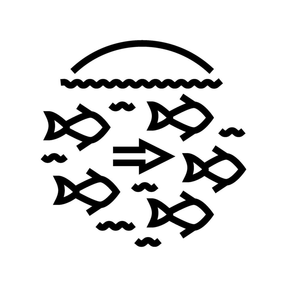poisson migration hydro-électrique Puissance ligne icône vecteur illustration