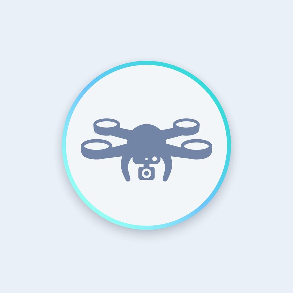 drone icône, aérien la photographie, drone avec caméra pictogramme, rond élégant icône, vecteur illustration