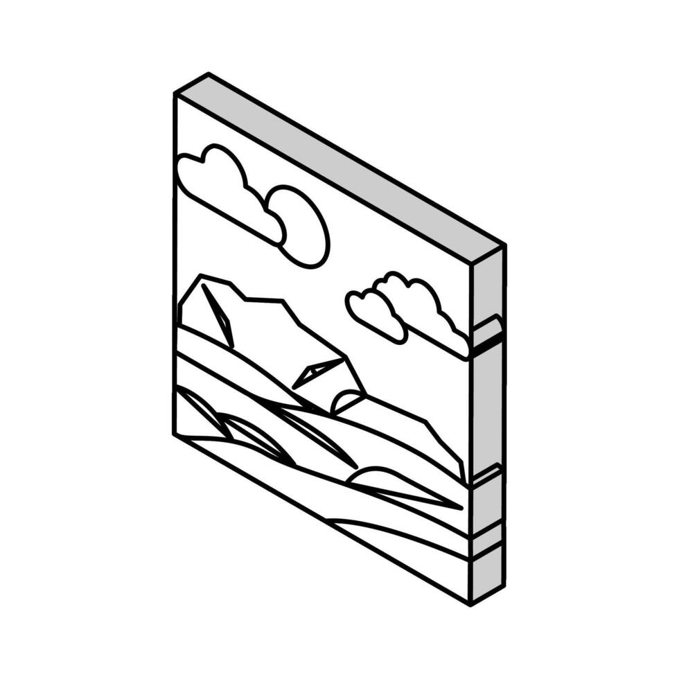 paysage lever du soleil Soleil été lumière du soleil isométrique icône vecteur illustration