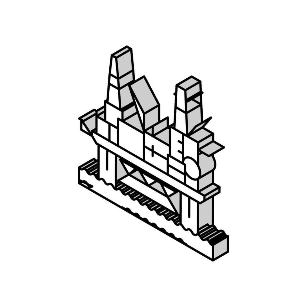 pétrole plate-forme Plate-forme pétrole ingénieur isométrique icône vecteur illustration