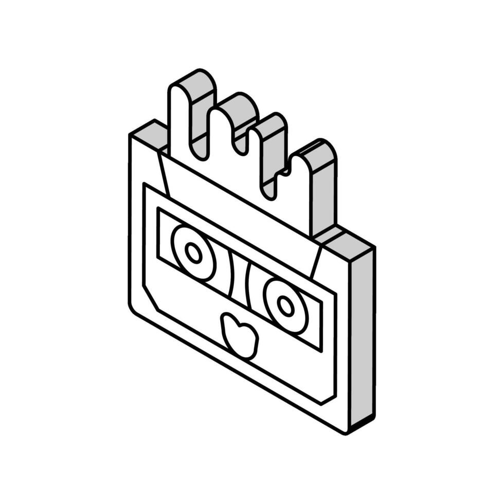 cassette ruban la musique rétro personnage isométrique icône vecteur illustration