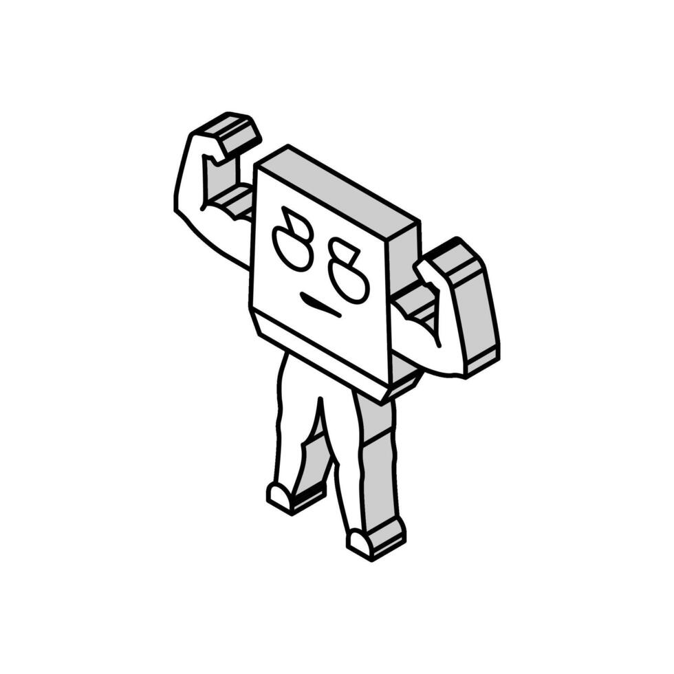 fort papier carton boîte personnage isométrique icône vecteur illustration