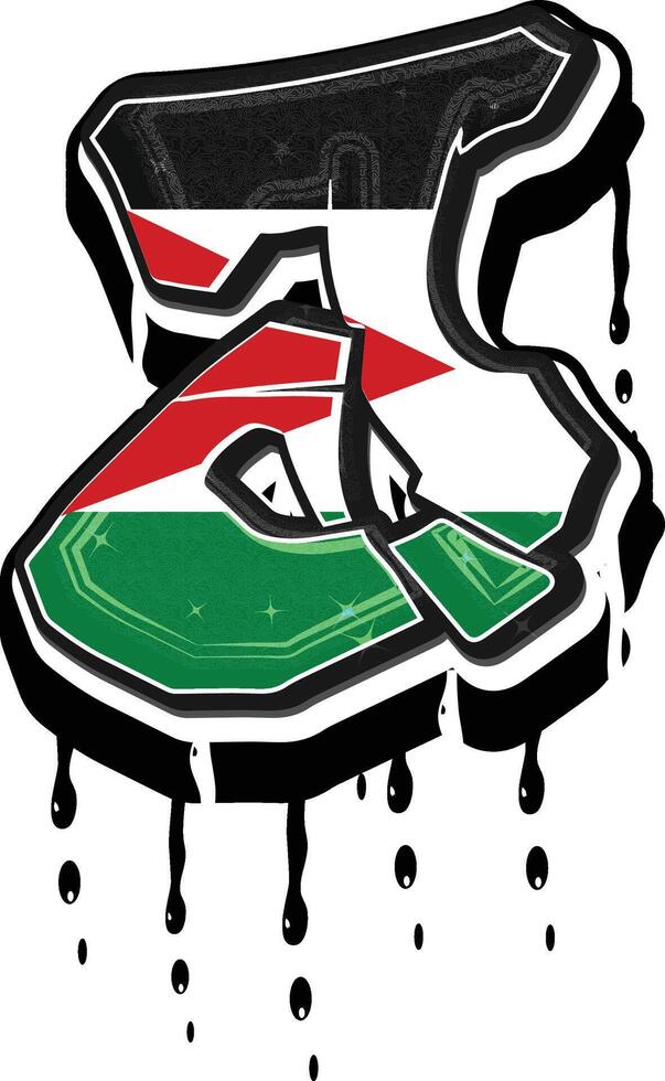 Palestine drapeau graffiti j égouttage vecteur modèle