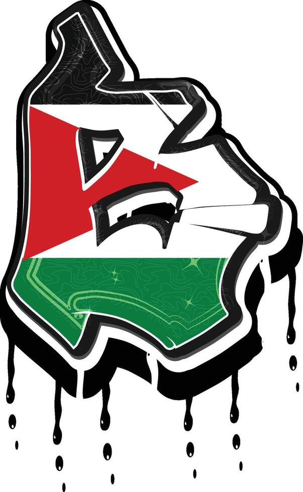 Palestine drapeau graffiti égouttage vecteur modèle
