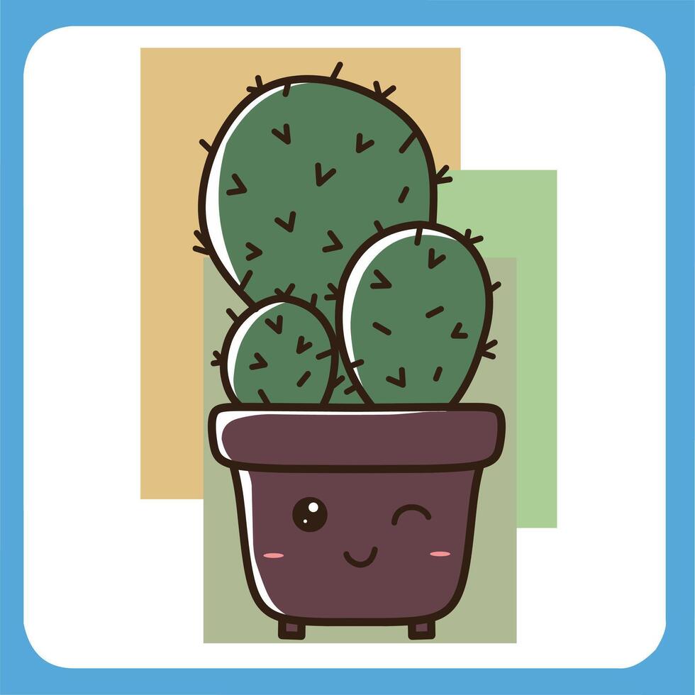 vecteur illustration de mignonne cactus avec blanc arrière-plan, cactus plat icône, séance cactus plante