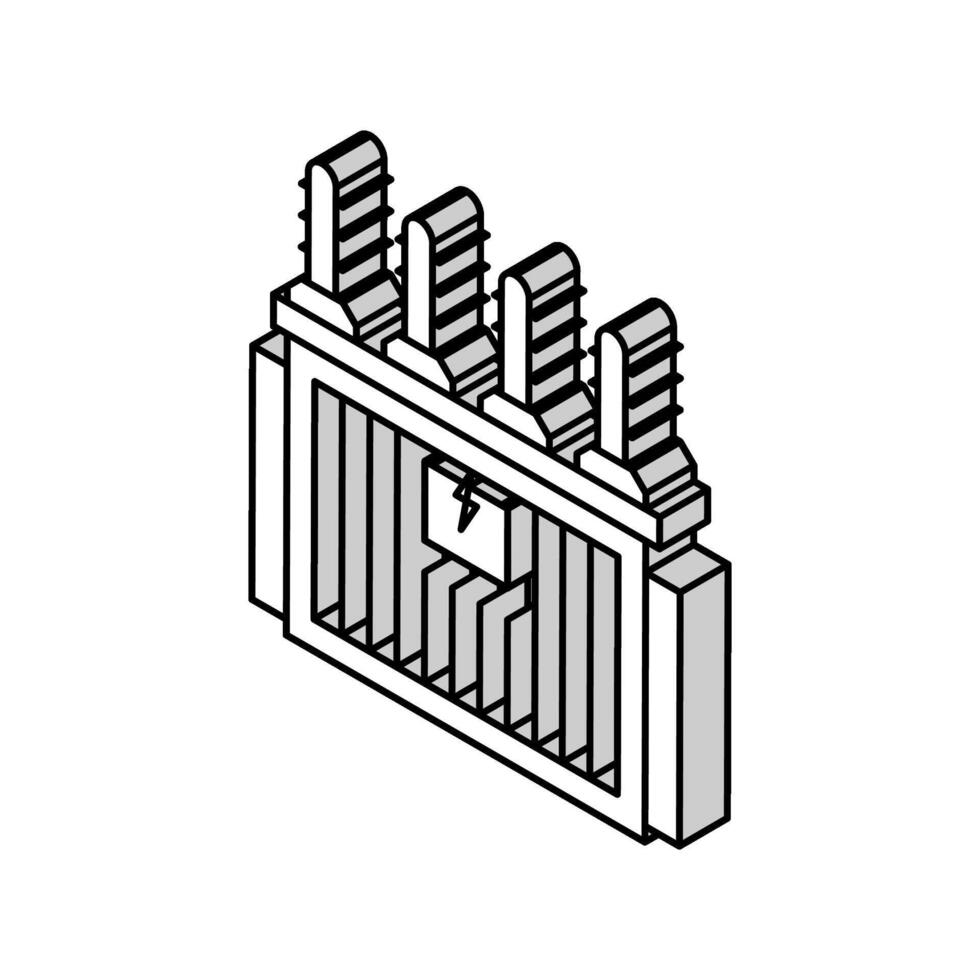 électrique sous-station électrique ingénieur isométrique icône vecteur illustration
