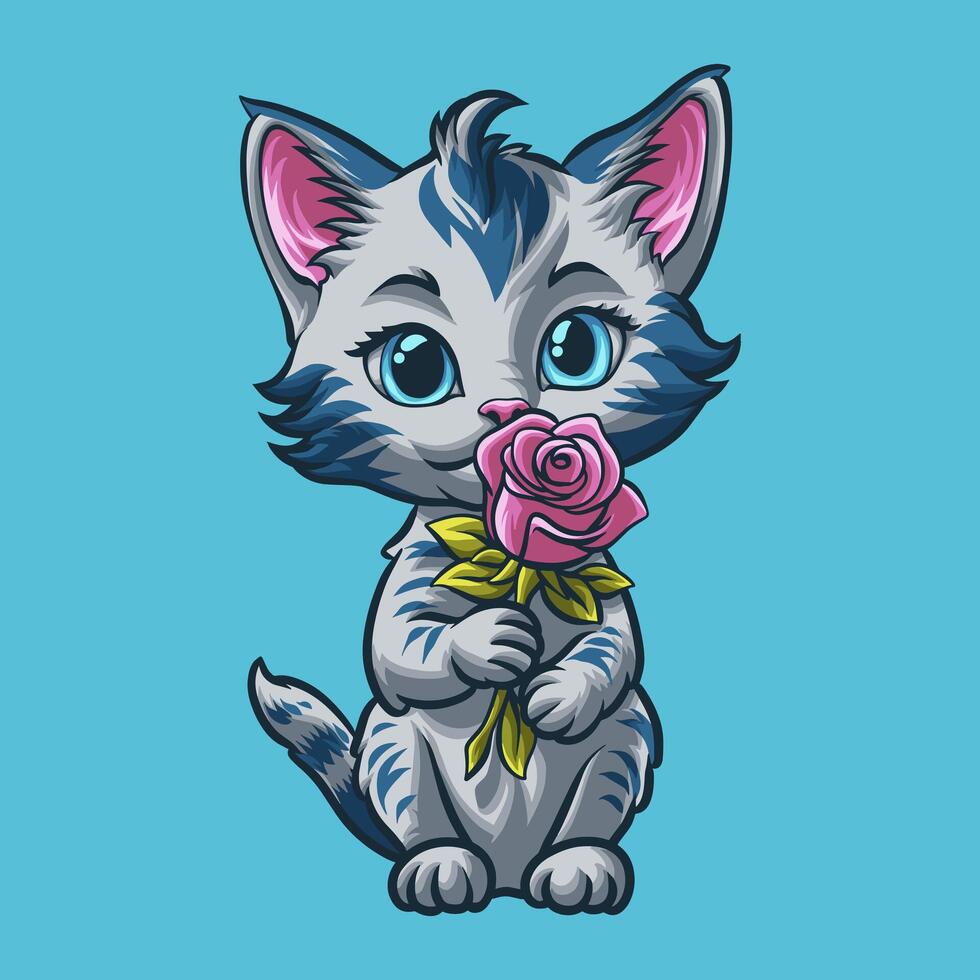 chat l'amour mascotte génial illustration pour votre l'image de marque affaires vecteur