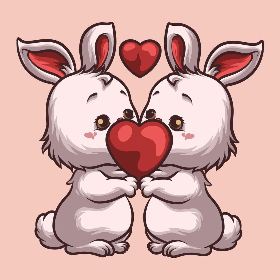 lapin l'amour mascotte génial illustration pour votre l'image de marque affaires vecteur