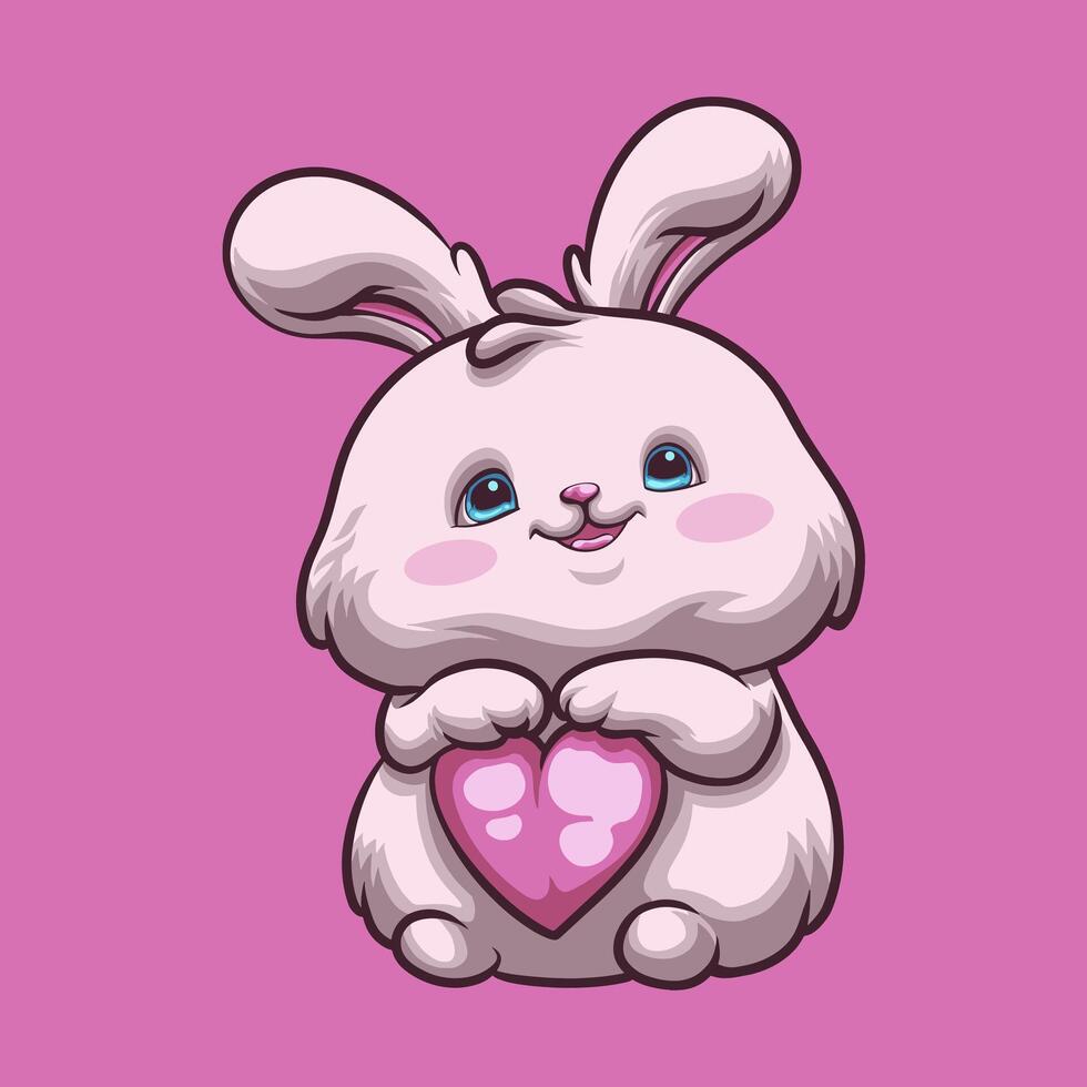 lapin l'amour mascotte génial illustration pour votre l'image de marque affaires vecteur