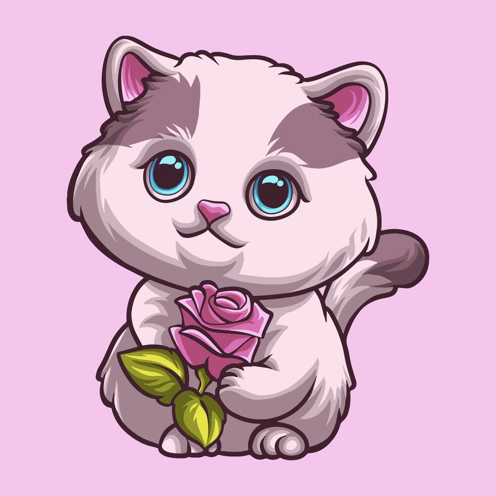 chat l'amour mascotte génial illustration pour votre l'image de marque affaires vecteur