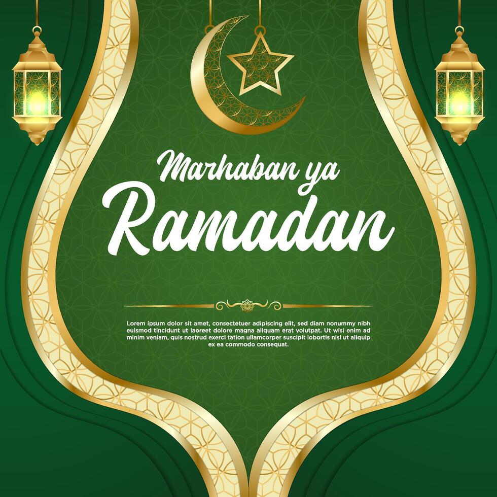 vecteur vert luxe Ramadan kareem social médias Publier modèle