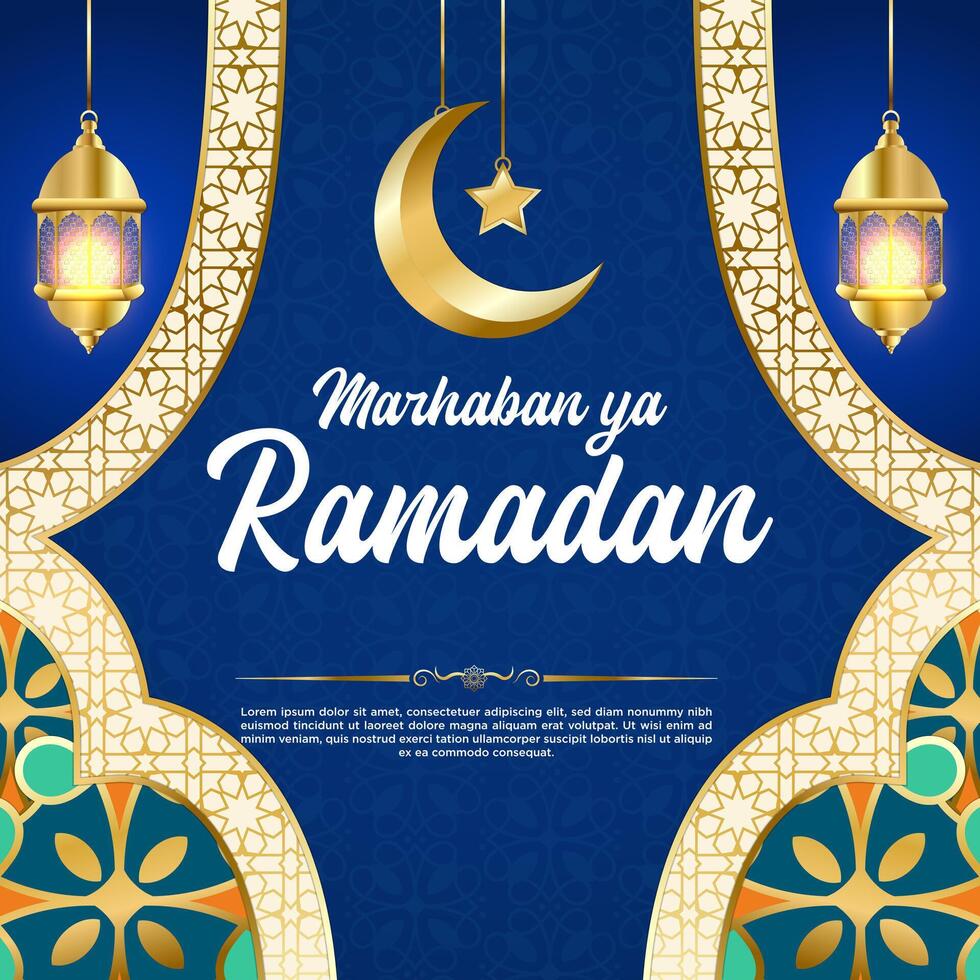 vecteur marhaban toi Ramadan social médias Publier modèle