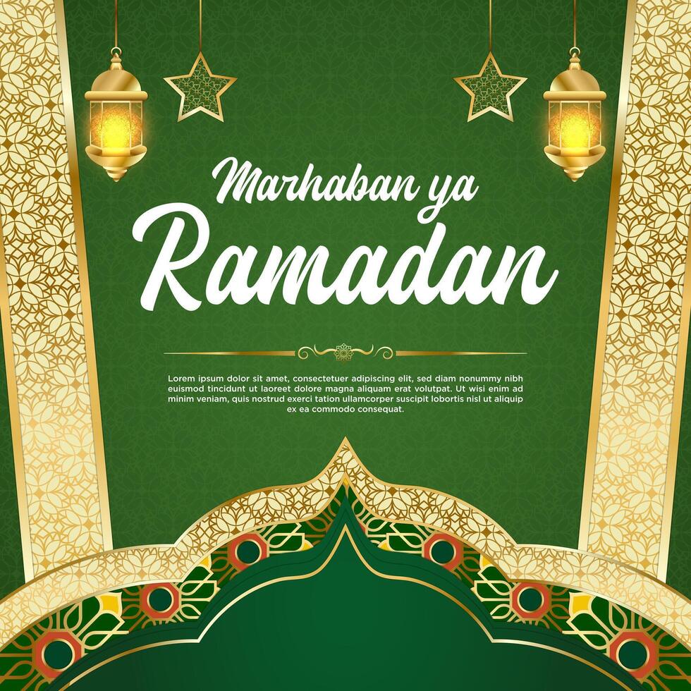 vecteur vert luxe Ramadan kareem social médias Publier modèle