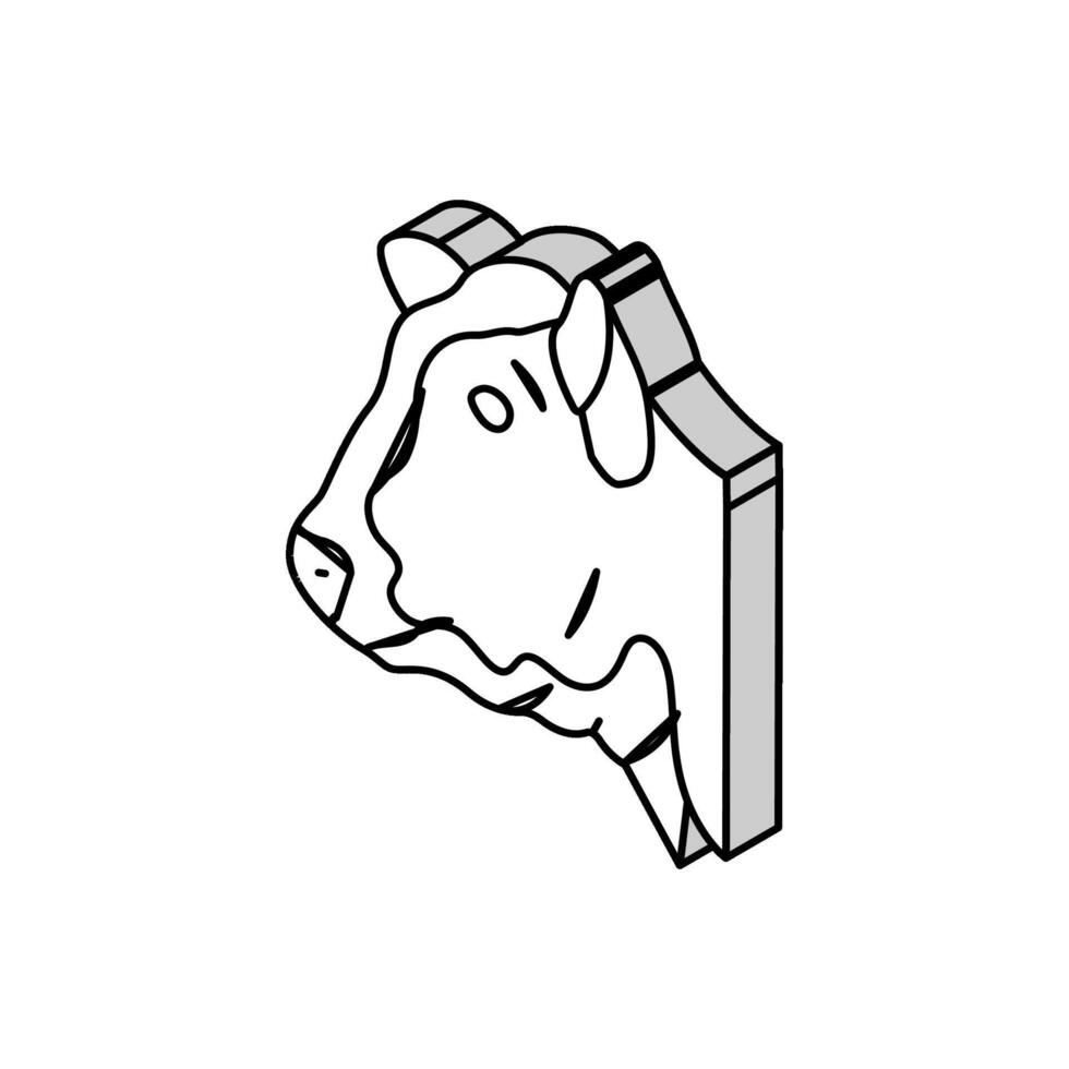 vache tête animal isométrique icône vecteur illustration