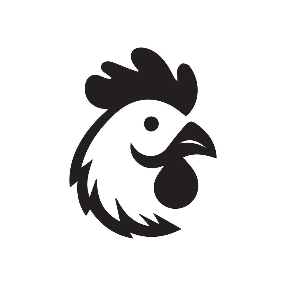 Facile noir poulet tête logo, poulet icône vecteur