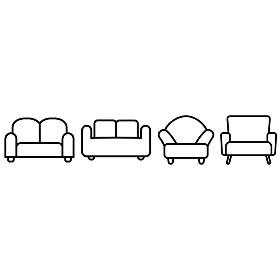 fauteuil icône vecteur ensemble. chaise illustration signe collection. meubles symbole ou logo.