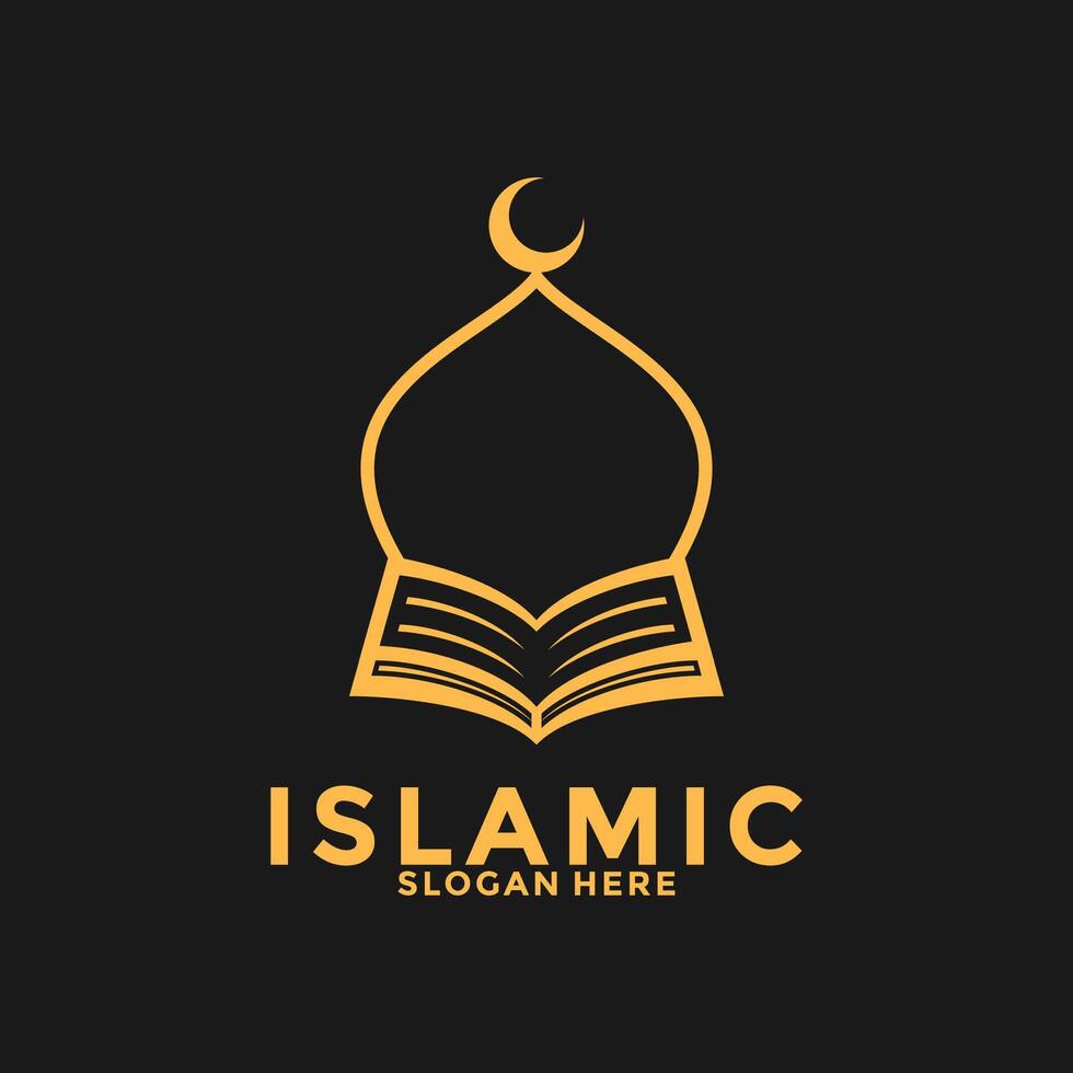 logo d'apprentissage musulman de luxe, modèle de logo d'apprentissage de l'islam, illustration vectorielle vecteur