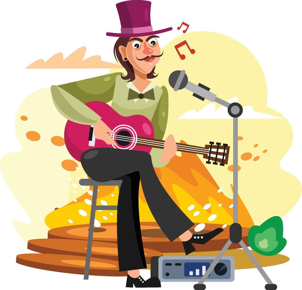 acoustique guitare joueur vecteur illustration copie