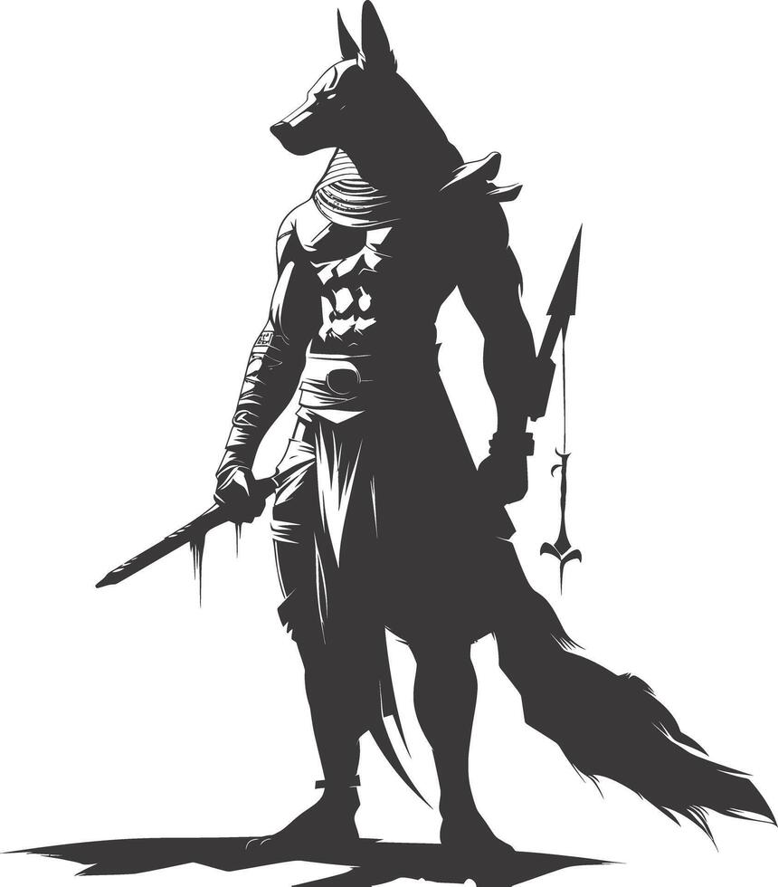 silhouette anubis le Egypte mythique créature noir Couleur seulement vecteur