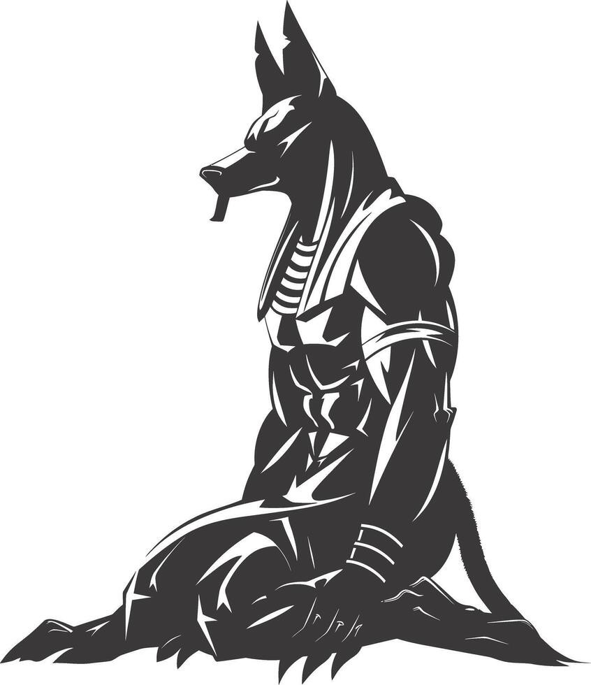 silhouette anubis le Egypte mythique créature noir Couleur seulement vecteur