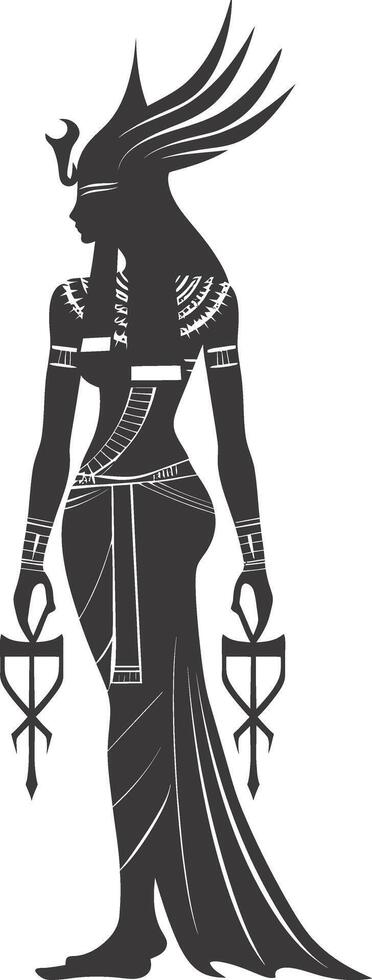 ai généré silhouette femelle pharaon le Egypte mythique créature noir Couleur seulement vecteur