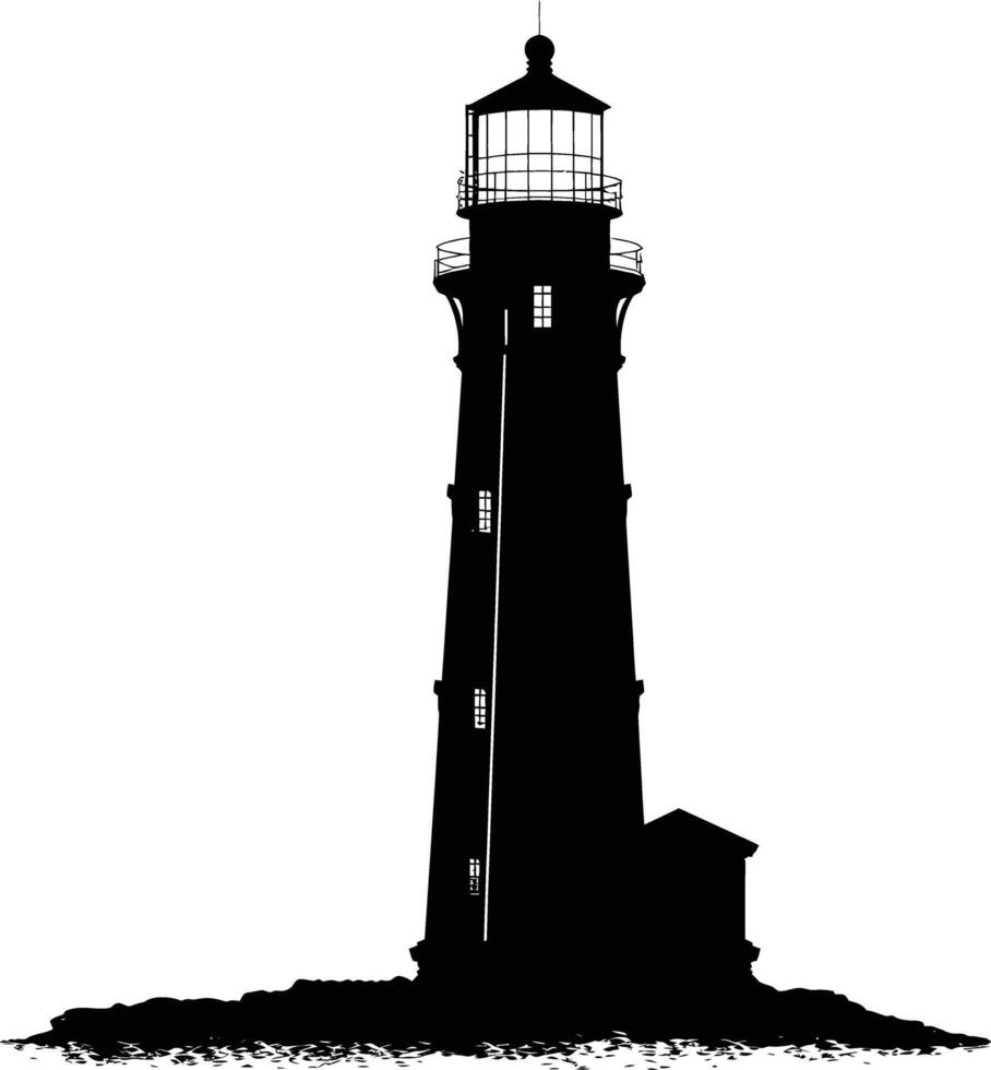 ai généré silhouette phare plein noir Couleur seulement vecteur