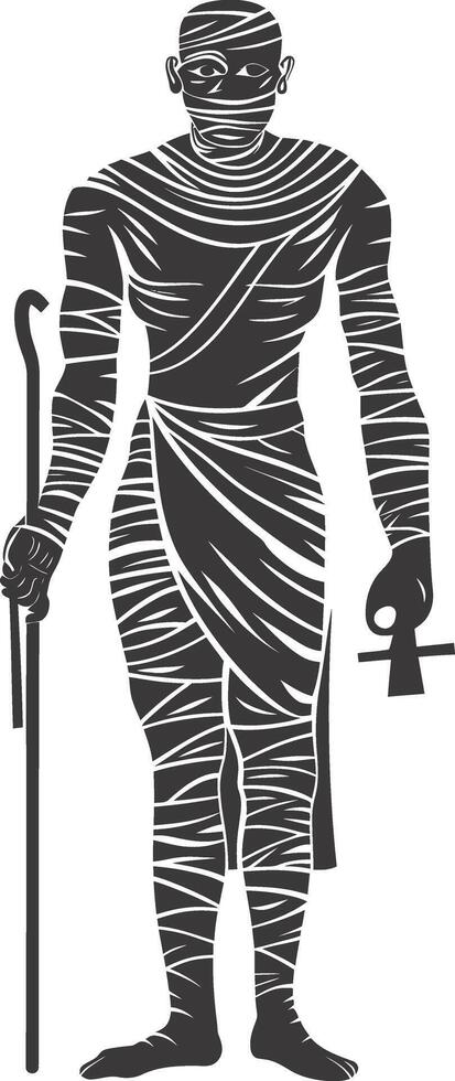 ai généré silhouette Momie en marchant le Egypte mythique créature noir Couleur seulement vecteur