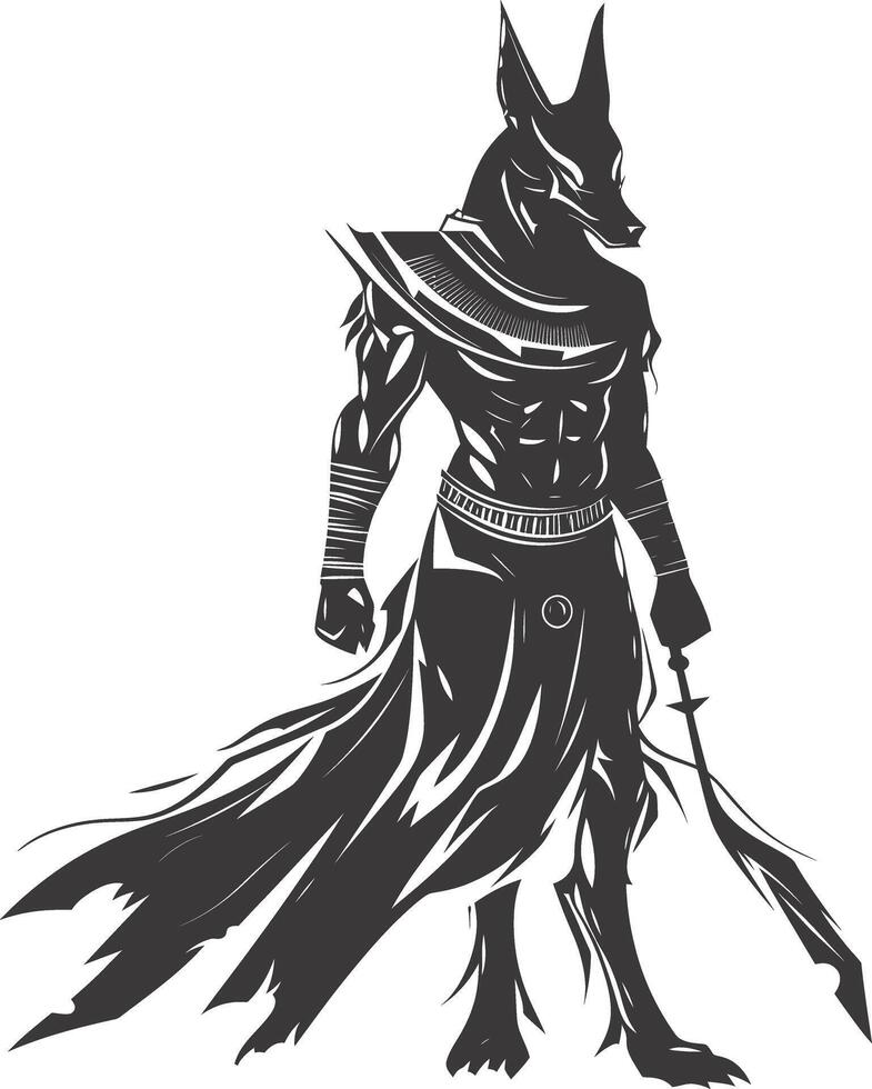 silhouette anubis le Egypte mythique créature noir Couleur seulement vecteur