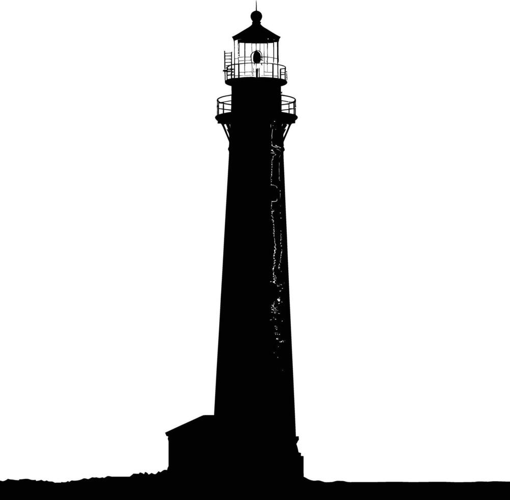 ai généré silhouette phare plein noir Couleur seulement vecteur