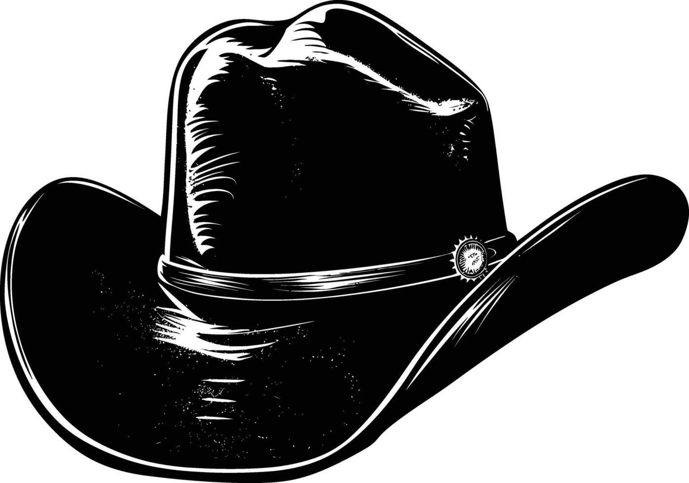 ai généré silhouette cow-boy chapeau noir Couleur seulement vecteur