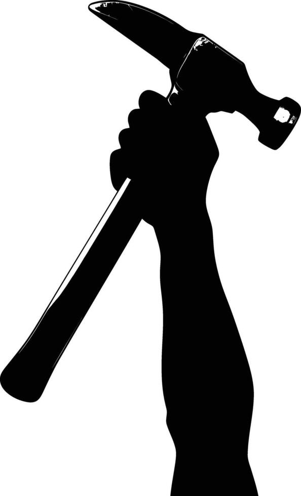 ai généré silhouette main en portant marteau pour construction ou la main d'oeuvre journée fête logo symbole vecteur