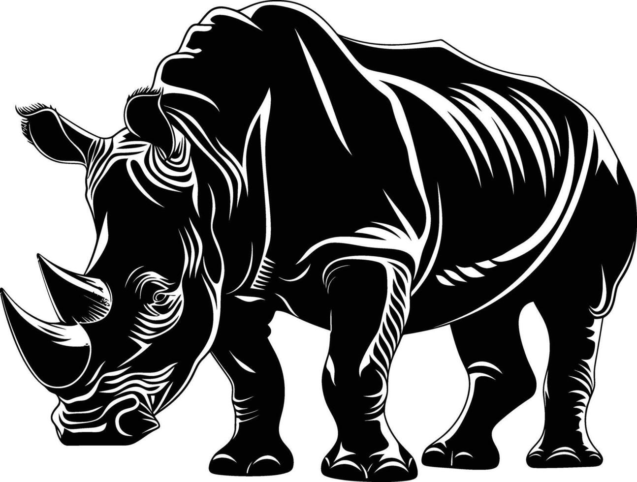 ai généré silhouette rhinocéros animal noir Couleur seulement plein corps vecteur