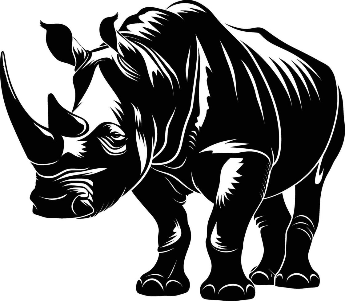 ai généré silhouette rhinocéros animal noir Couleur seulement plein corps vecteur