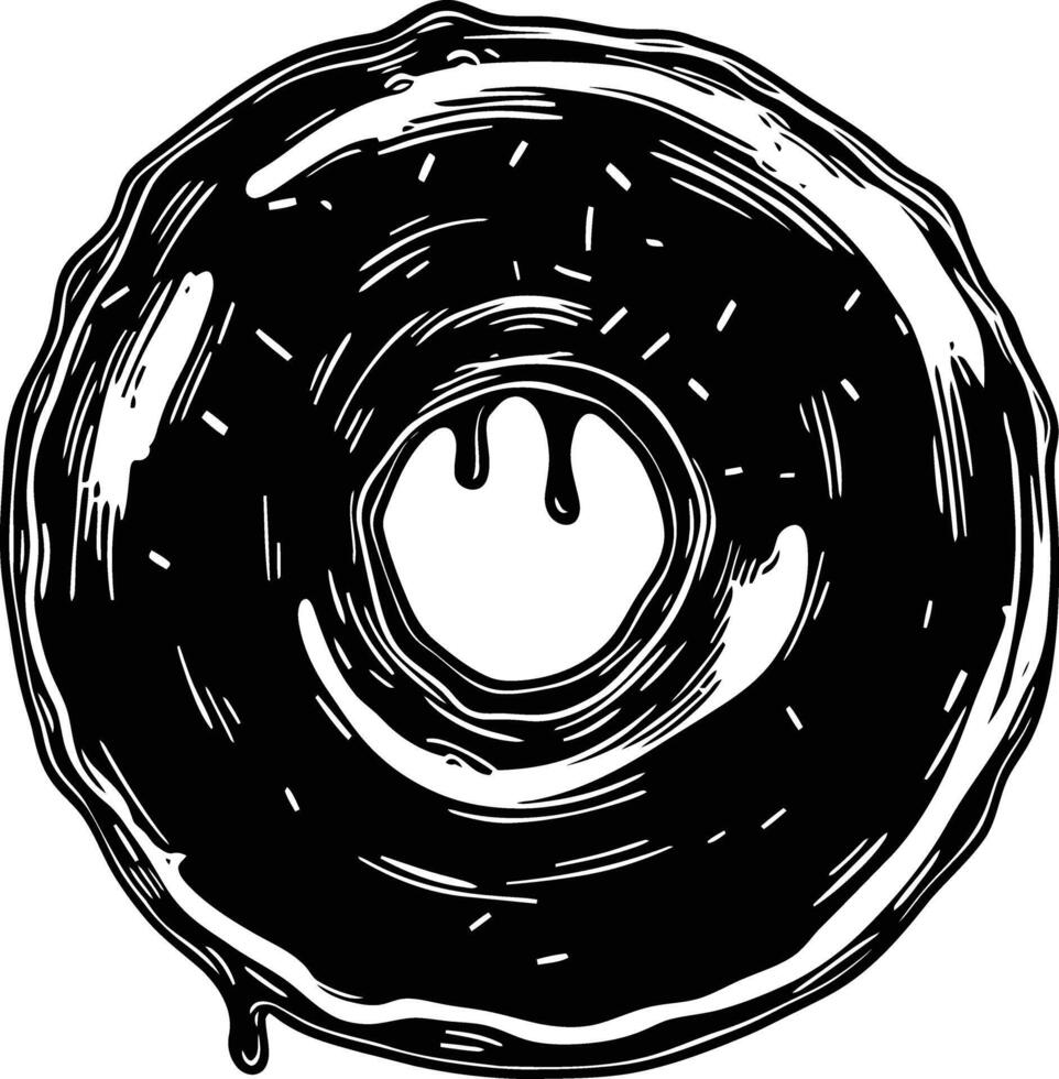 ai généré silhouette Donut noir Couleur seulement vecteur