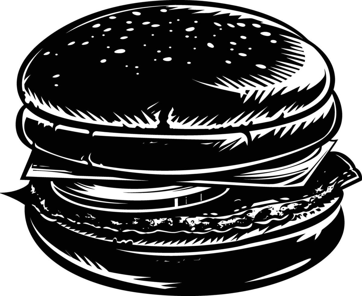 ai généré silhouette Hamburger noir Couleur seulement vecteur