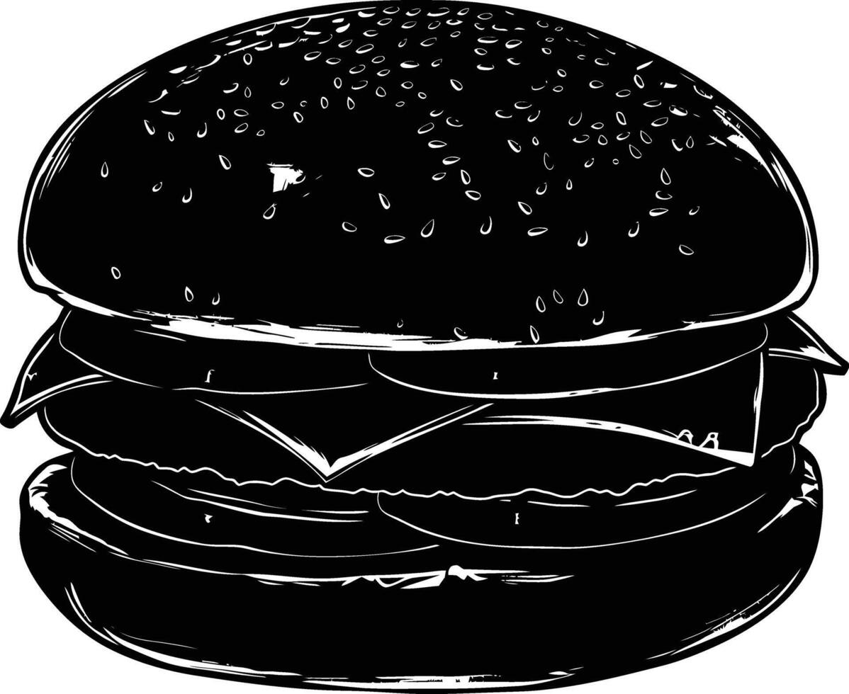 ai généré silhouette Hamburger noir Couleur seulement vecteur