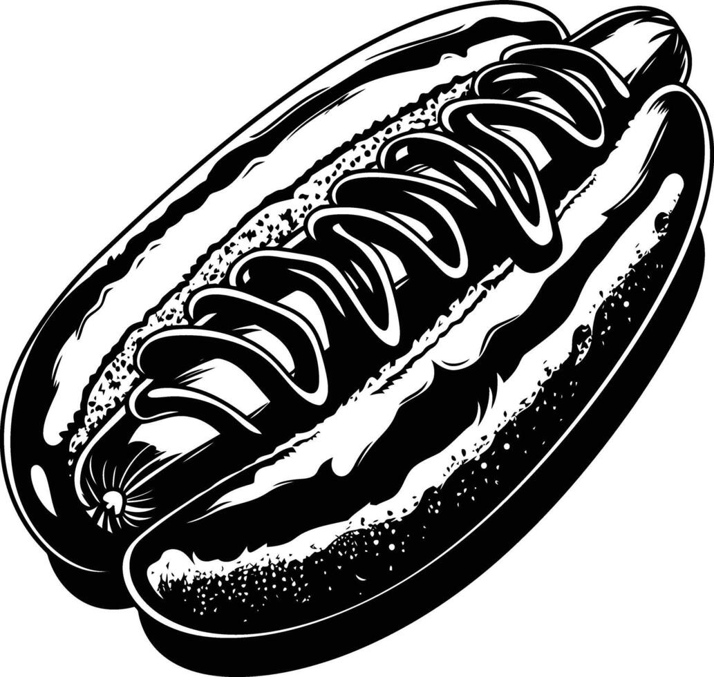 ai généré silhouette Hot-dog noir Couleur seulement vecteur