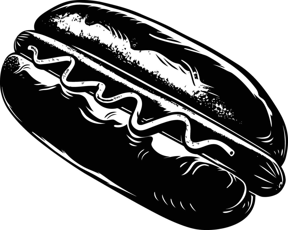 ai généré silhouette Hot-dog noir Couleur seulement vecteur