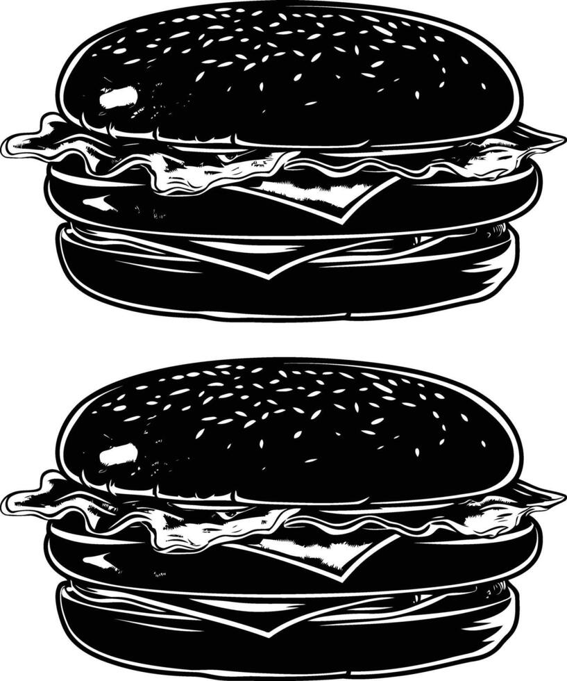 ai généré silhouette Hamburger noir Couleur seulement vecteur