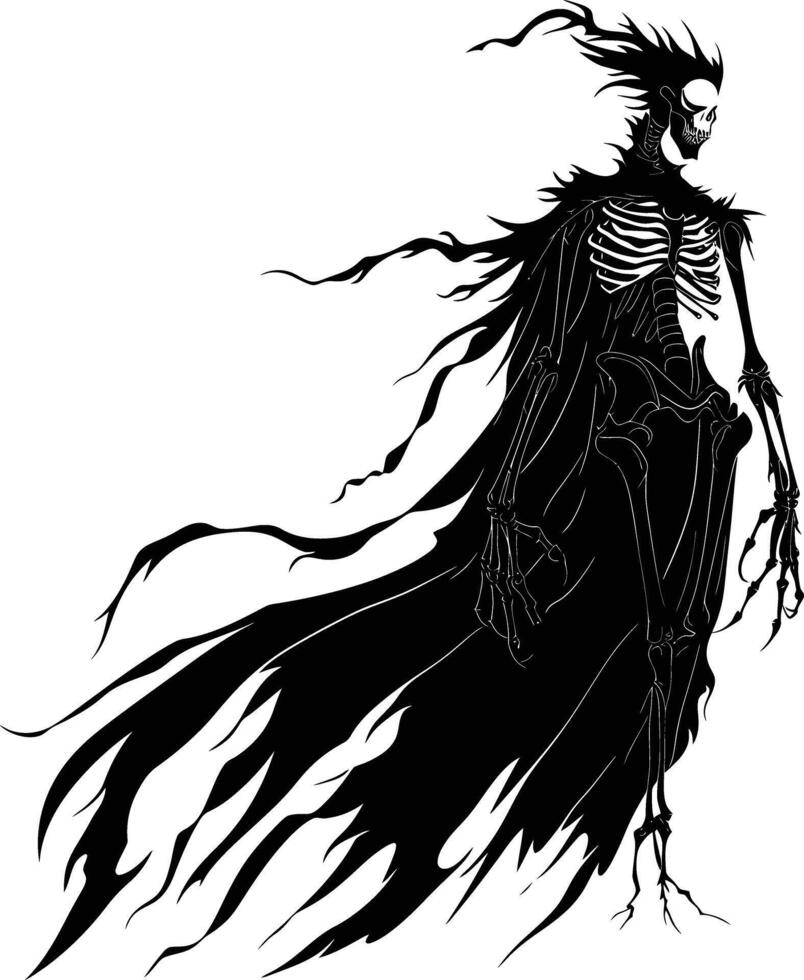 ai généré silhouette Mort-vivant liche noir Couleur seulement plein corps vecteur