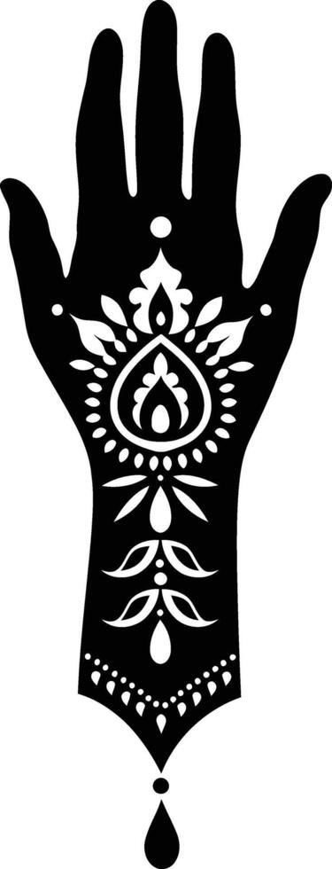 ai généré silhouette poignet avec henné tatouage mandala tatouage noir Couleur seulement vecteur