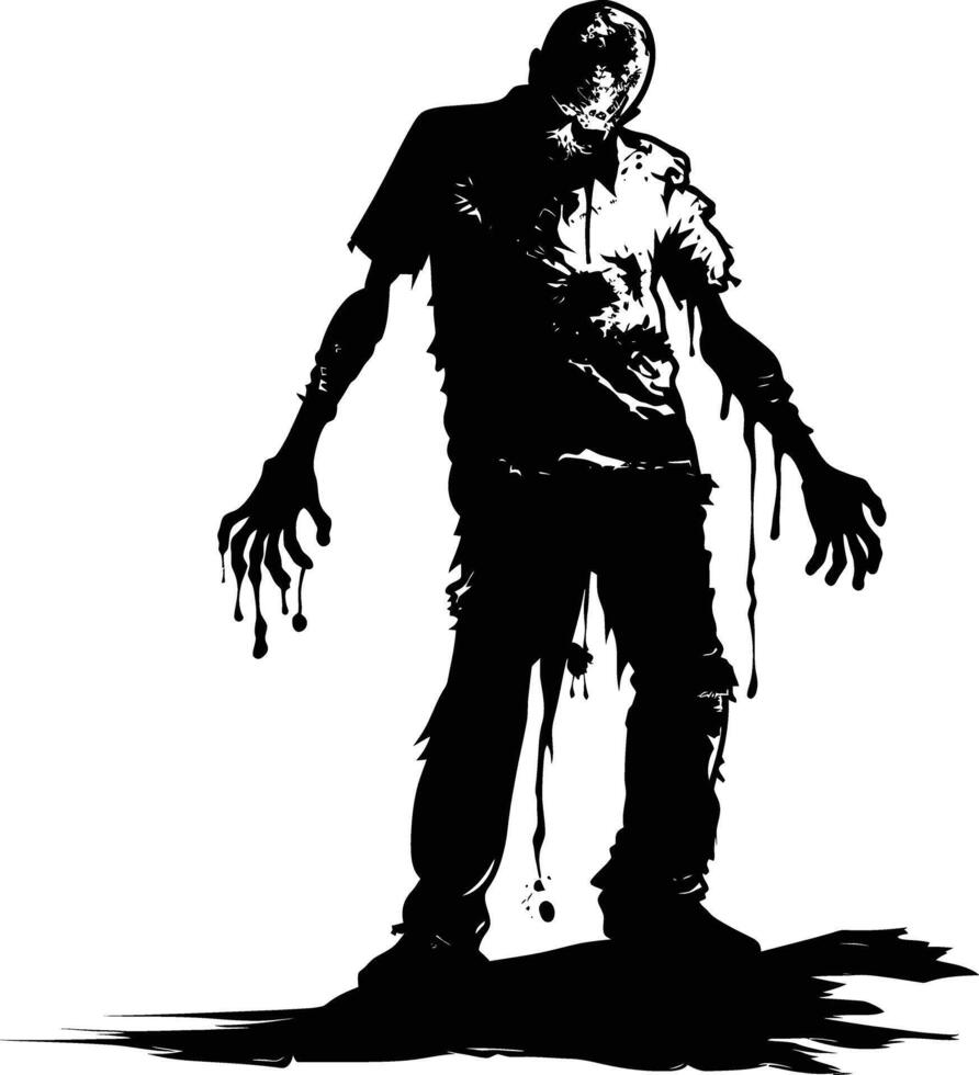 ai généré silhouette zombi noir Couleur seulement plein corps vecteur